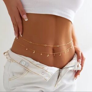 Gold Moon and Star Waist Chain